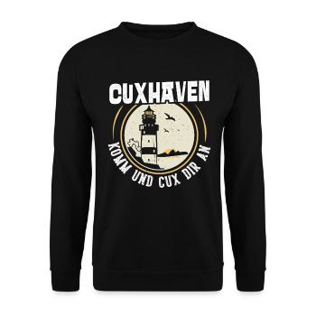North Sea Holidays CUXHAVEN COME AND CUX TO YOU Funny - Unisex Sweatshirt - black - Front - Alina (178cm) & Michal (187cm)