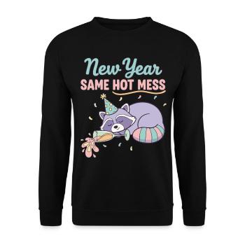 Neujahr Same Hot Mess Fun Party Vibes - Unisex Pullover - Schwarz - Vorne - Alina (178cm) & Michal (187cm)