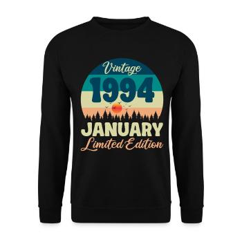 Geburtstag Januar 1994 Geschenk Vintage Limited - Unisex Pullover - Schwarz - Vorne - Alina (178cm) & Michal (187cm)