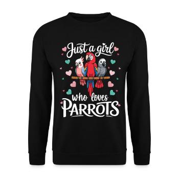 Mädchen Das Papageien Liebt Bunte Papageien - Unisex Pullover - Schwarz - Vorne - Alina (178cm) & Michal (187cm)