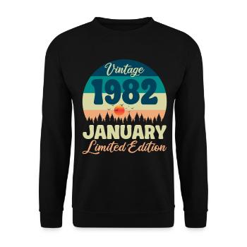 Anniversaire Janvier 1982 Cadeau Vintage Limited - Sweat-shirt Unisexe - noir - Devant - Alina (178cm) & Michal (187cm)