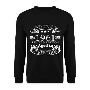 1961 Année de naissance Anniversaire du Vintage - Sweat-shirt Unisexe - noir - Devant - Alina (178cm) & Michal (187cm)