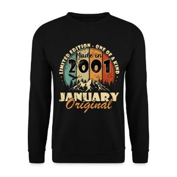 2001 Januar Original Vintage Kreis Tee - Unisex Pullover - Schwarz - Vorne - Alina (178cm) & Michal (187cm)