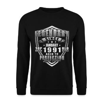 Januar 1991 Jahrgang 1991 - Geburtstag Januar 1991 - Unisex Pullover - Schwarz - Vorne - Alina (178cm) & Michal (187cm)