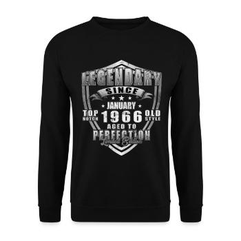 Cadeau d’anniversaire rétro vintage de janvier 1966 - Sweat-shirt Unisexe - noir - Devant - Alina (178cm) & Michal (187cm)
