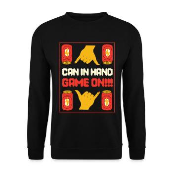 Energy Drink Can In Hand Game On - Unisex Sweatshirt - black - Front - Alina (178cm) & Michal (187cm)