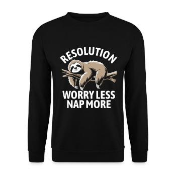 Worry less, nap more | good intentions - Unisex Sweatshirt - black - Front - Alina (178cm) & Michal (187cm)