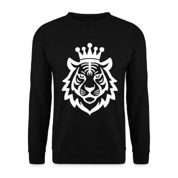 Tiger with Crown King of the Wild - Unisex Sweatshirt - black - Front - Alina (178cm) & Michal (187cm)