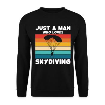 Fallschirmsport Retro Regenbogen - Unisex Pullover - Schwarz - Vorne - Alina (178cm) & Michal (187cm)