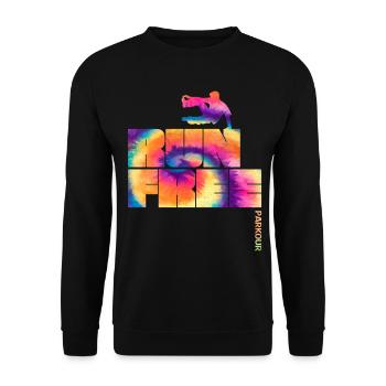 Parkour Run Free  - Unisex Sweatshirt - black - Front - Alina (178cm) & Michal (187cm)
