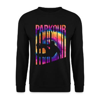 Parkour Batik Retro Vintage - Unisex Pullover - Schwarz - Vorne - Alina (178cm) & Michal (187cm)