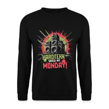 Hardtekk Saved My Monday Tekke East Germany - Unisex Sweatshirt - black - Front - Alina (178cm) & Michal (187cm)