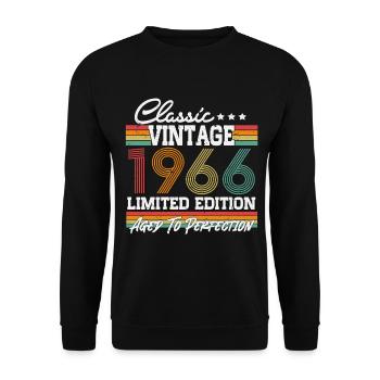 60th Birthday Gift Vintage 1966 Born - Unisex Sweatshirt - black - Front - Alina (178cm) & Michal (187cm)