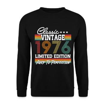 50th Birthday Gift Vintage 1976 Born - Unisex Sweatshirt - black - Front - Alina (178cm) & Michal (187cm)