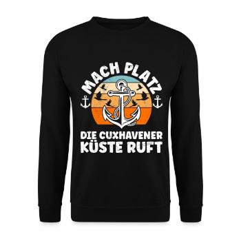 Vacances en mer du Nord LAISSEZ PASSER LA CÔTE DE CUXHAVEN APPELLE - Sweat-shirt Unisexe - noir - Devant - Alina (178cm) & Michal (187cm)