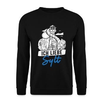 Nordsee Urlaub ICH LIEBE SYLT Lustiges - Unisex Pullover - Schwarz - Vorne - Alina (178cm) & Michal (187cm)