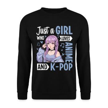 Just A Girl Who Loves Anime And K-Pop - Unisex Sweatshirt - black - Front - Alina (178cm) & Michal (187cm)