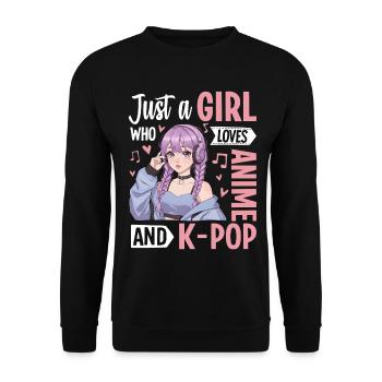 Just A Girl Who Loves Anime And K-Pop - Unisex Sweatshirt - black - Front - Alina (178cm) & Michal (187cm)