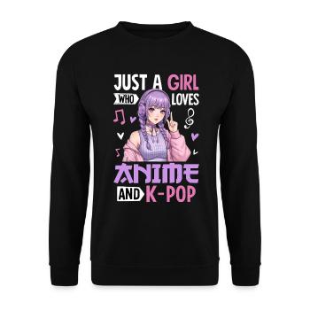 Just A Girl Who Loves Anime And K-Pop - Unisex Sweatshirt - black - Front - Alina (178cm) & Michal (187cm)