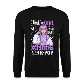 Just A Girl Who Loves Anime And K-Pop - Unisex Sweatshirt - black - Front - Alina (178cm) & Michal (187cm)