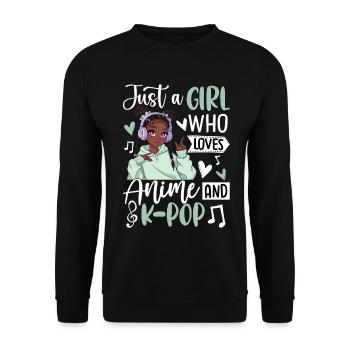 Just A Girl Who Loves Anime And K-Pop - Unisex Sweatshirt - black - Front - Alina (178cm) & Michal (187cm)