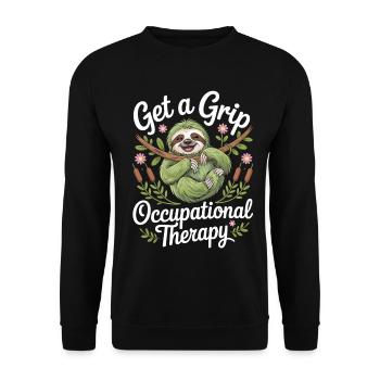 Get a Grip Occupational Therapy Sloth - Unisex Pullover - Schwarz - Vorne - Alina (178cm) & Michal (187cm)