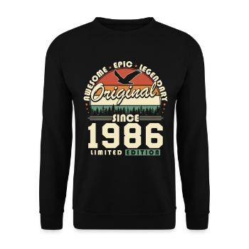 1986 Jahrgang Geburtstag Retro Vintage Geschenk - Sweat-shirt Unisexe - noir - Devant - Alina (178cm) & Michal (187cm)