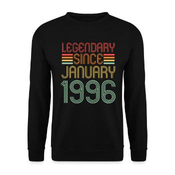 Legendary since January 1996, Retro, Geburtstag - Unisex Pullover - Schwarz - Vorne - Alina (178cm) & Michal (187cm)