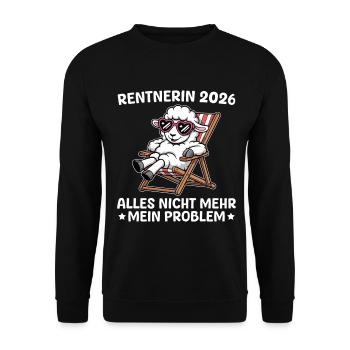 Pensioner 2026 Sheep in deckchair Farewell pension - Unisex Sweatshirt - black - Front - Alina (178cm) & Michal (187cm)