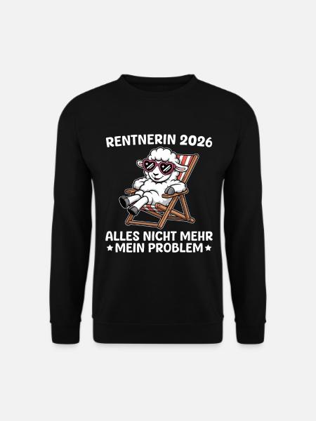 Rentnerin 2026 Schaf im Liegestuhl Abschied Rente - Unisex Pullover - Schwarz