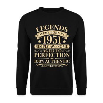 Jahrgang 1951 Baujahr Vintage Geburtstag - Unisex Pullover - Schwarz - Vorne - Alina (178cm) & Michal (187cm)