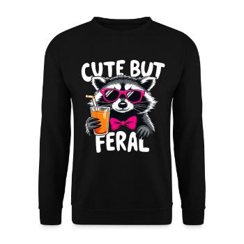 Sweet but Wild Raccoon - Unisex Sweatshirt - black - Front - Alina (178cm) & Michal (187cm)