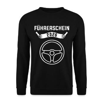 Führerschein 2026 Bestanden Lenkrad - Unisex Pullover - Schwarz - Vorne - Alina (178cm) & Michal (187cm)