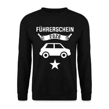 Permis de conduire 2026 Silhouette de voiture réussie - Sweat-shirt Unisexe - noir - Devant - Alina (178cm) & Michal (187cm)