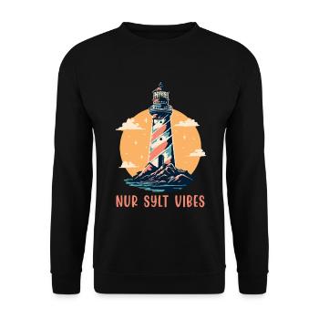 Nordsee Urlaub NUR SYLT VIBES Lustiges - Unisex Pullover - Schwarz - Vorne - Alina (178cm) & Michal (187cm)