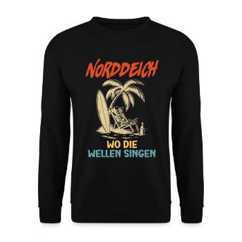 NORDDEICH WO DIE WELLEN SINGEN Lustiges - Unisex Pullover - Schwarz - Vorne - Alina (178cm) & Michal (187cm)
