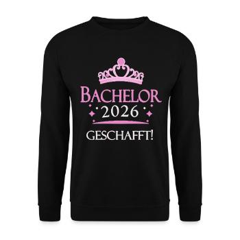 Bachelor 2026 Geschafft Krone - Unisex Pullover - Schwarz - Vorne - Alina (178cm) & Michal (187cm)