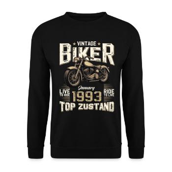 Cadeau du 33e anniversaire Motocycliste janvier 1993 - Sweat-shirt Unisexe - noir - Devant - Alina (178cm) & Michal (187cm)