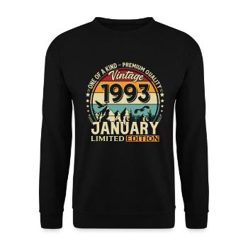 33rd Birthday Vintage January Vintage 1993 - Unisex Sweatshirt - black - Front - Alina (178cm) & Michal (187cm)
