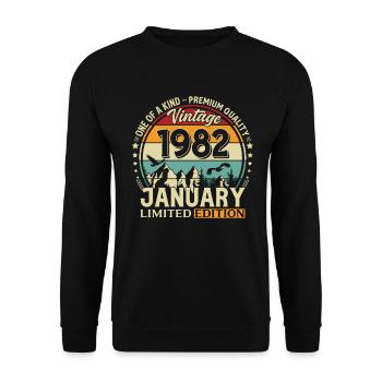 44e anniversaire millésime janvier 1982 - Sweat-shirt Unisexe - noir - Devant - Alina (178cm) & Michal (187cm)