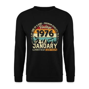 50e anniversaire Millésime janvier 1976 - Sweat-shirt Unisexe - noir - Devant - Alina (178cm) & Michal (187cm)