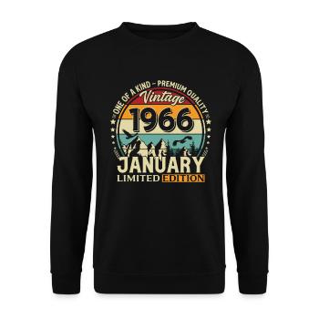 196660e anniversaire Millésime janvier 1966 - Sweat-shirt Unisexe - noir - Devant - Alina (178cm) & Michal (187cm)