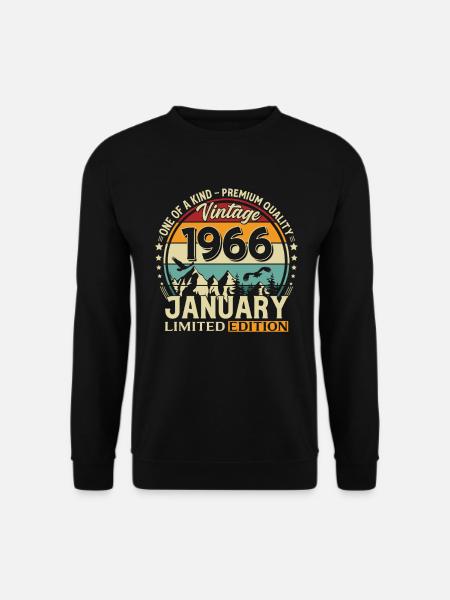 196660e anniversaire Millésime janvier 1966 - Sweat-shirt Unisexe - noir
