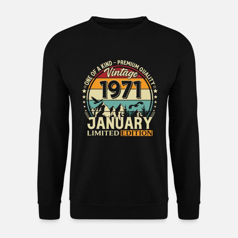 55e anniversaire millésime janvier 1971 - Sweat-shirt Unisexe - noir