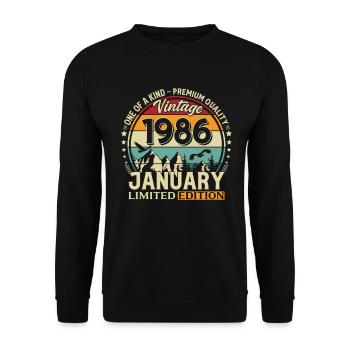 40e anniversaire Millésime de janvier 1986 - Sweat-shirt Unisexe - noir - Devant - Alina (178cm) & Michal (187cm)