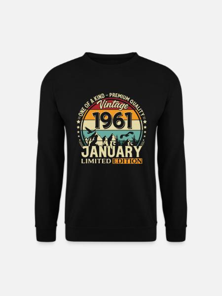65e anniversaire Millésime janvier 1961 - Sweat-shirt Unisexe - noir