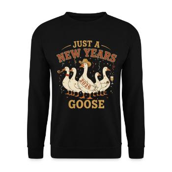 Just A New Years Goose 2026 Feierspaß - Unisex Pullover - Schwarz - Vorne - Alina (178cm) & Michal (187cm)