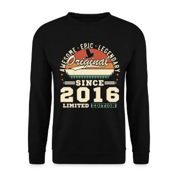 2016 Vintage Rétro Cadeau d’anniversaire - Sweat-shirt Unisexe - noir - Devant - Alina (178cm) & Michal (187cm)