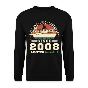 2008 Vintage Retro Birthday Gift - Unisex Sweatshirt - black - Front - Alina (178cm) & Michal (187cm)