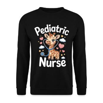 Pädiatrische Giraffenpflegerin - Unisex Pullover - Schwarz - Vorne - Alina (178cm) & Michal (187cm)